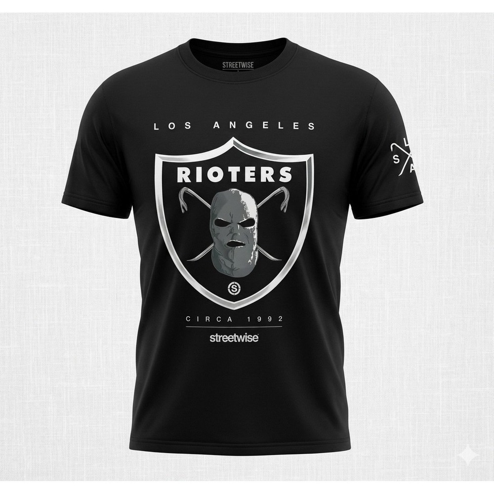 Streetwise Los Angeles Rioters Vintage Men's Black Short Sleeve T-Shirt. Size L